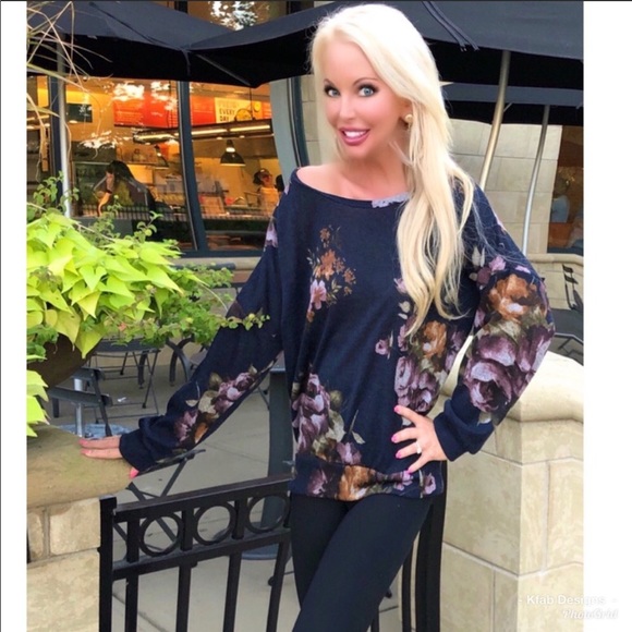 Floral Print Dolman Hacci Sweater - Picture 6 of 7